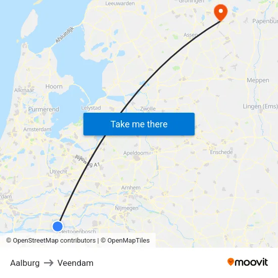 Aalburg to Veendam map