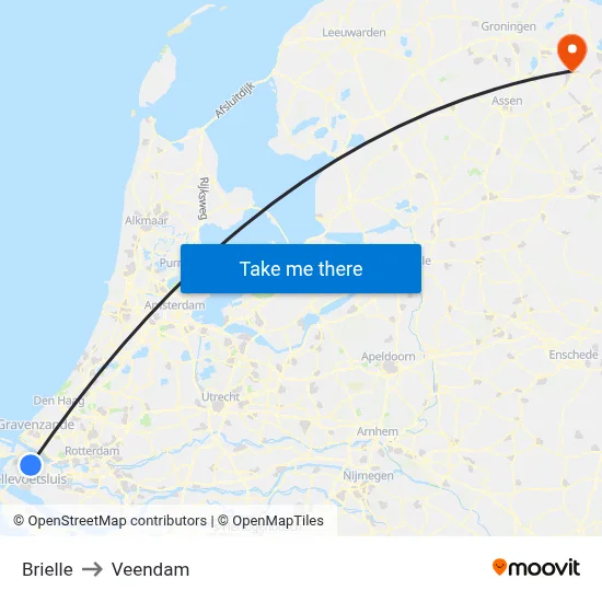Brielle to Veendam map