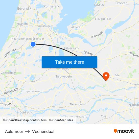 Aalsmeer to Veenendaal map