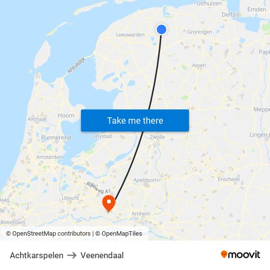 Achtkarspelen to Veenendaal map