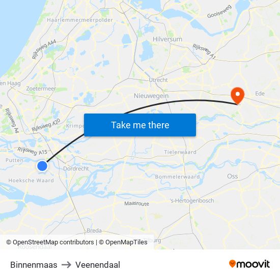 Binnenmaas to Veenendaal map