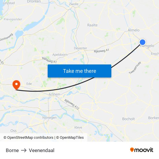 Borne to Veenendaal map