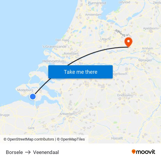 Borsele to Veenendaal map