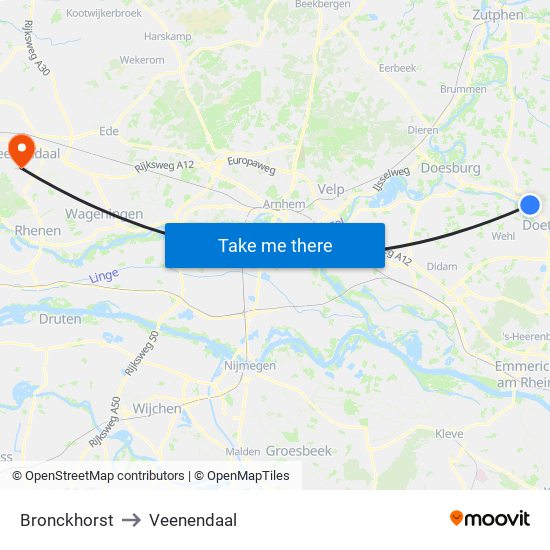 Bronckhorst to Veenendaal map