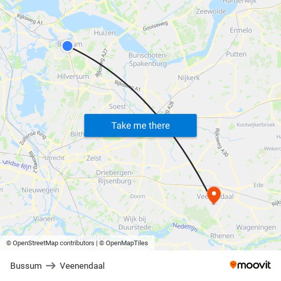 Bussum to Veenendaal map