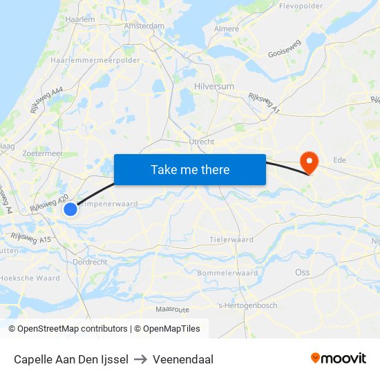 Capelle Aan Den Ijssel to Veenendaal map