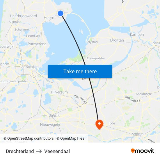 Drechterland to Veenendaal map