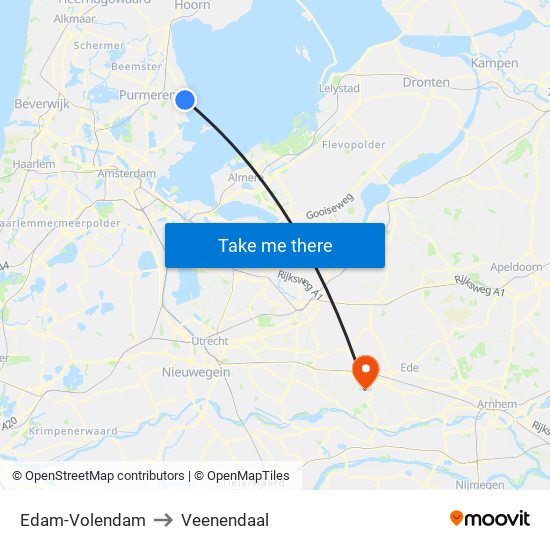 Edam-Volendam to Veenendaal map