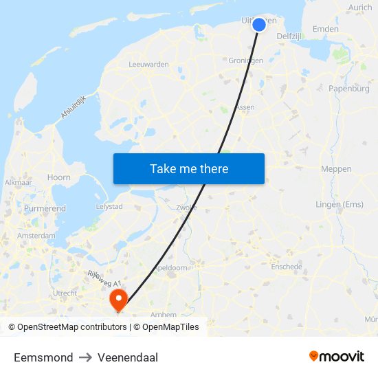 Eemsmond to Veenendaal map