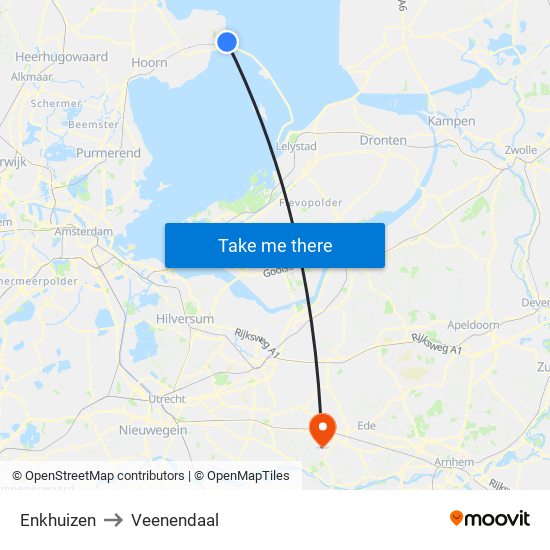 Enkhuizen to Veenendaal map