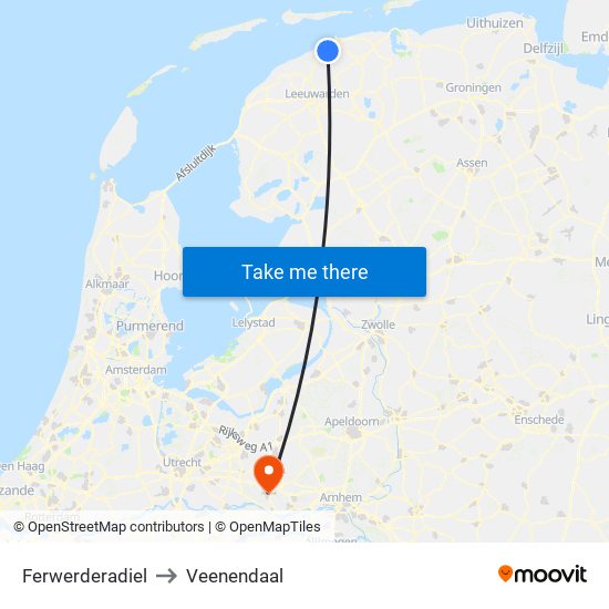 Ferwerderadiel to Veenendaal map