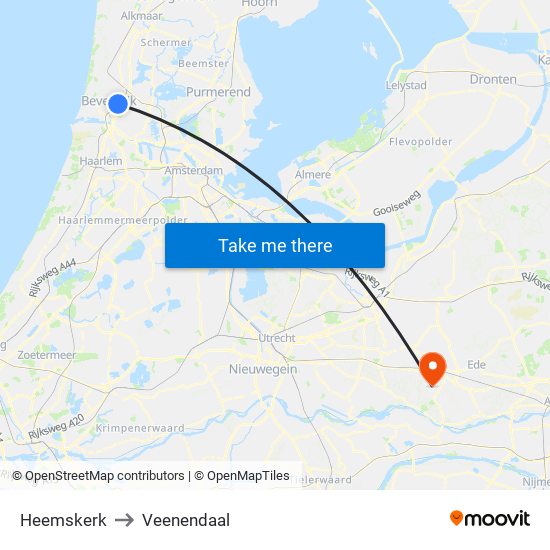 Heemskerk to Veenendaal map