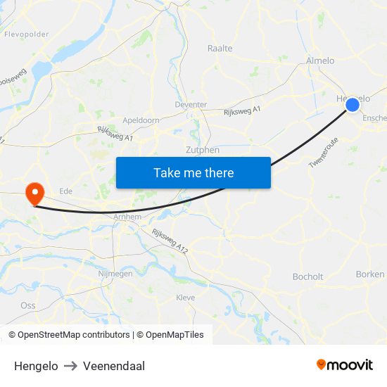 Hengelo to Veenendaal map