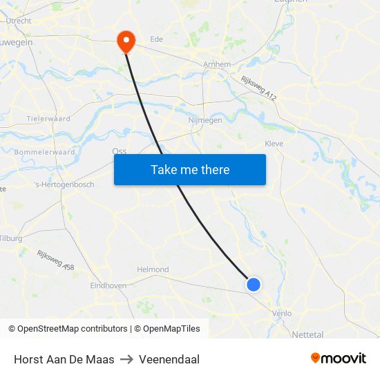 Horst Aan De Maas to Veenendaal map