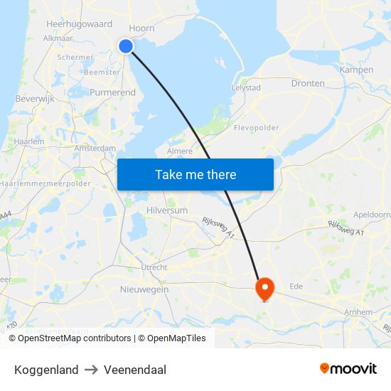 Koggenland to Veenendaal map