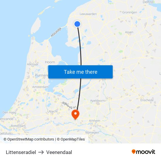 Littenseradiel to Veenendaal map