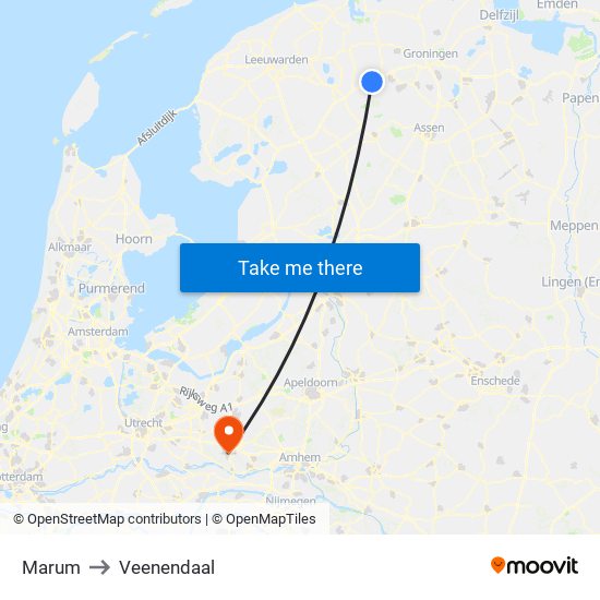 Marum to Veenendaal map