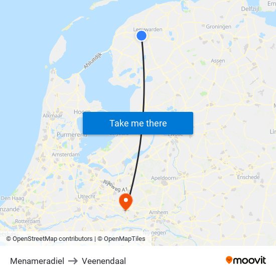 Menameradiel to Veenendaal map