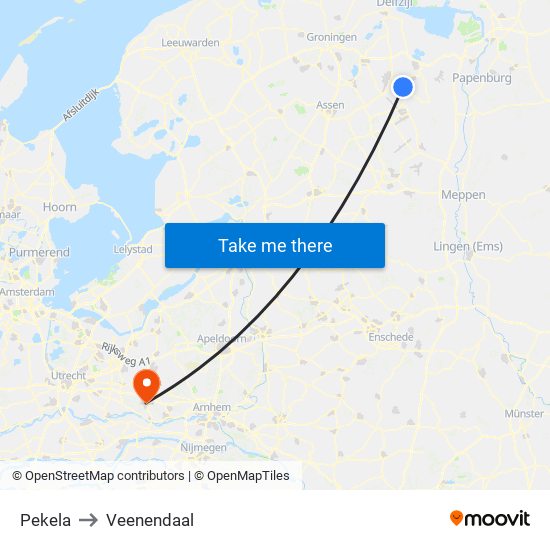 Pekela to Veenendaal map