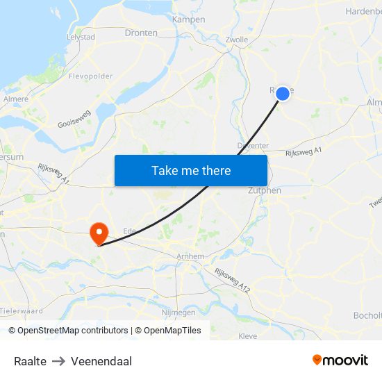 Raalte to Veenendaal map