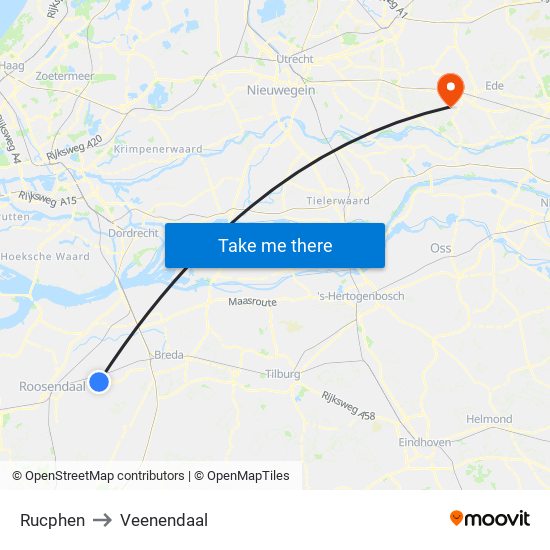 Rucphen to Veenendaal map