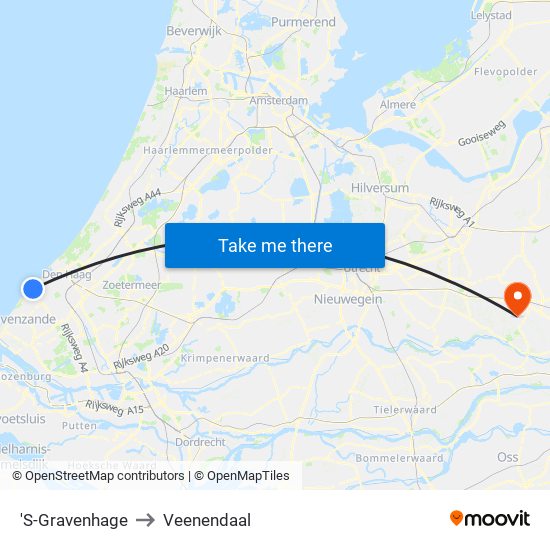 'S-Gravenhage to Veenendaal map