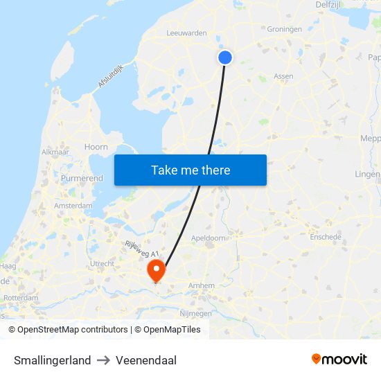 Smallingerland to Veenendaal map