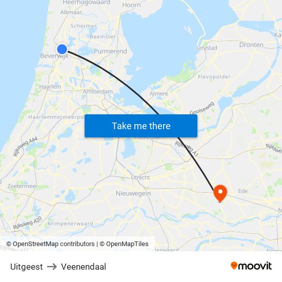 Uitgeest to Veenendaal map