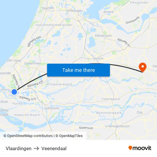 Vlaardingen to Veenendaal map