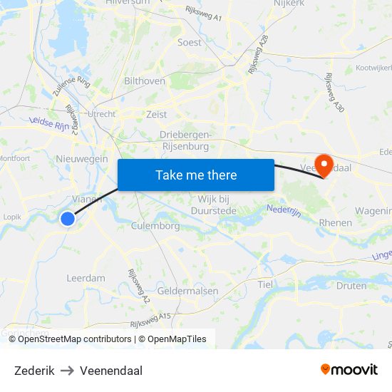 Zederik to Veenendaal map