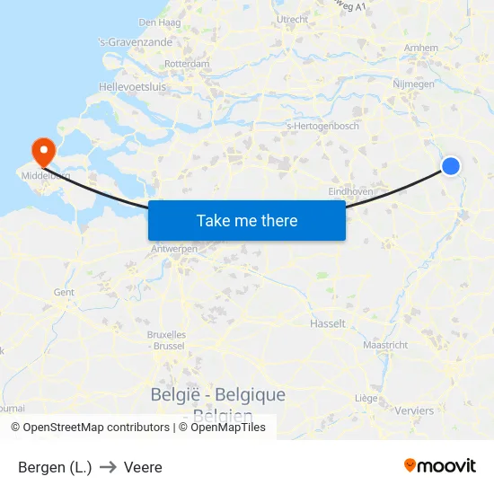 Bergen (L.) to Veere map