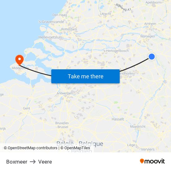 Boxmeer to Veere map
