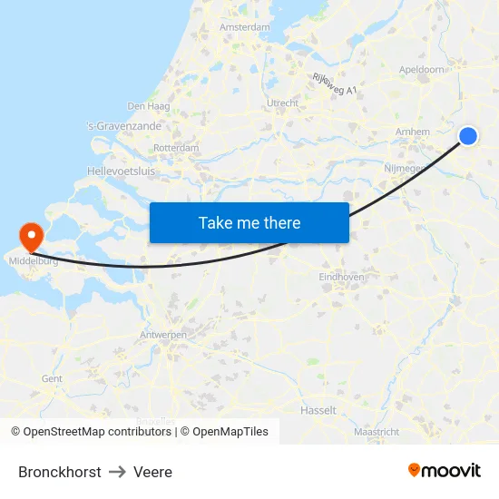 Bronckhorst to Veere map