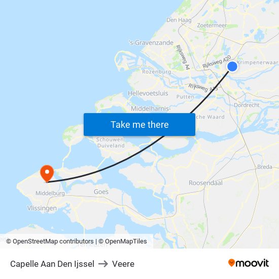 Capelle Aan Den Ijssel to Veere map