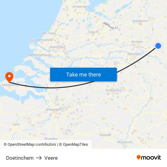 Doetinchem to Veere map