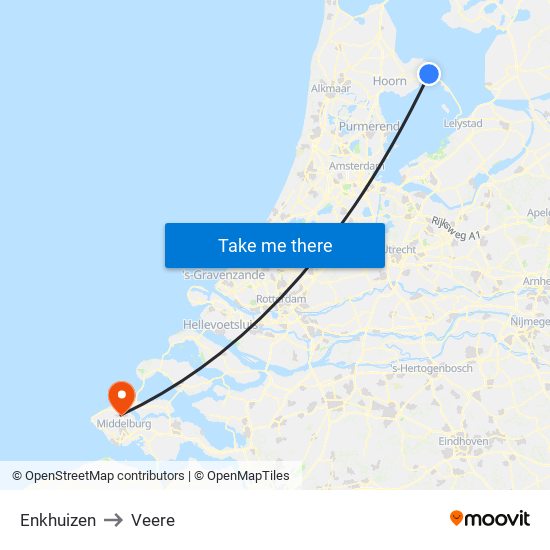 Enkhuizen to Veere map