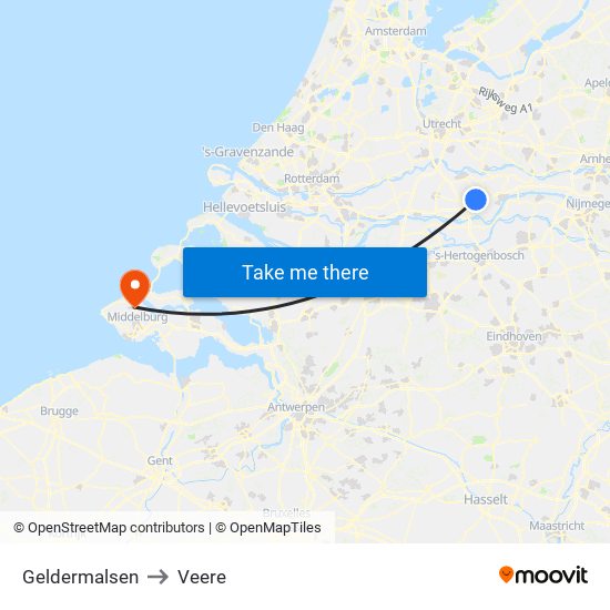 Geldermalsen to Veere map