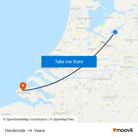 Harderwijk to Veere map