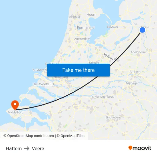 Hattem to Veere map