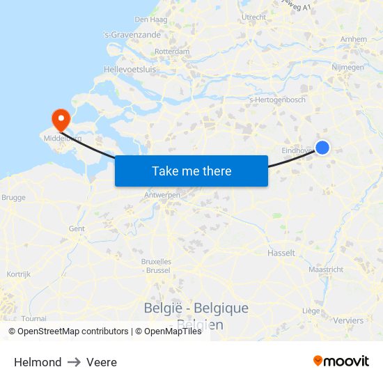 Helmond to Veere map