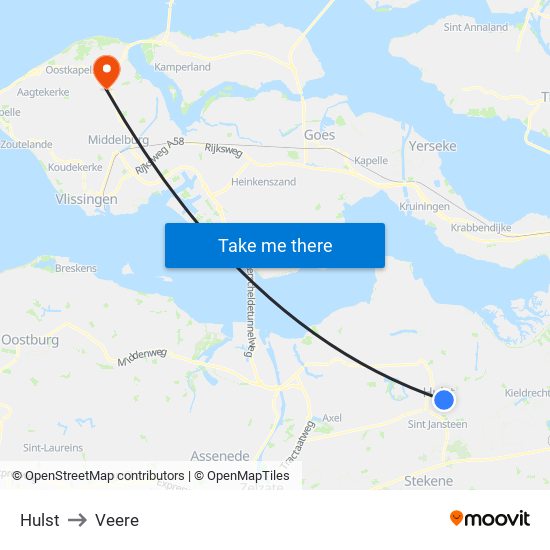 Hulst to Veere map