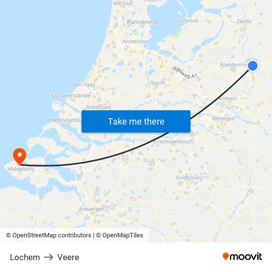 Lochem to Veere map