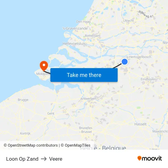 Loon Op Zand to Veere map