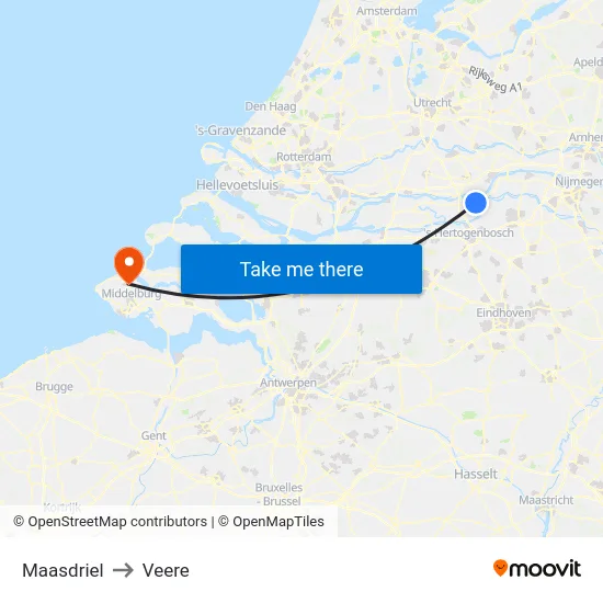 Maasdriel to Veere map