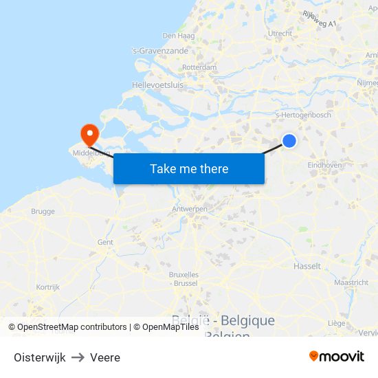 Oisterwijk to Veere map