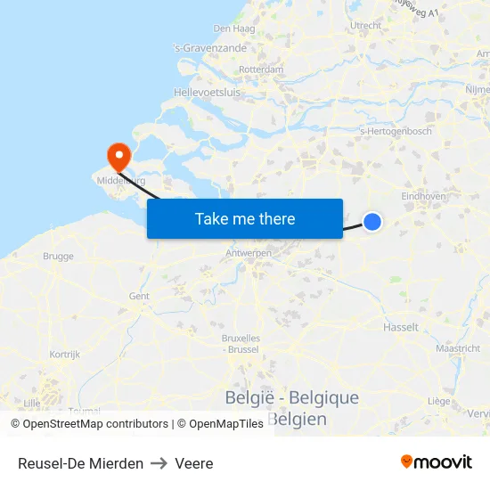 Reusel-De Mierden to Veere map