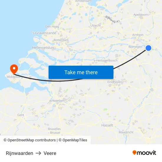 Rijnwaarden to Veere map