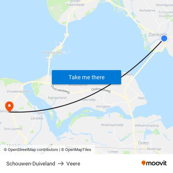 Schouwen-Duiveland to Veere map