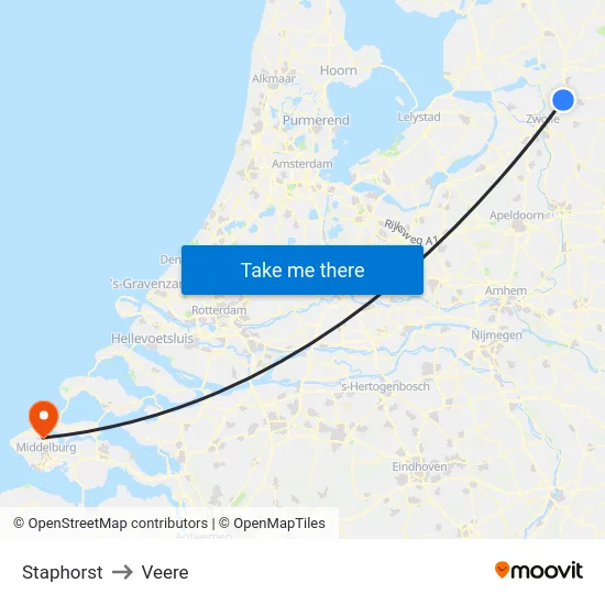 Staphorst to Veere map