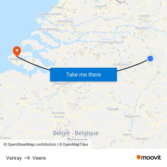 Venray to Veere map